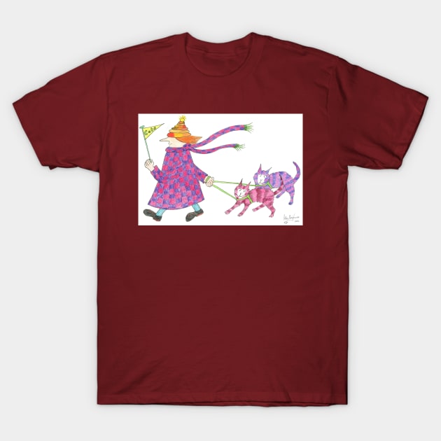 MadCatWoman Walks Matching Cats T-Shirt by MrTiggersShop